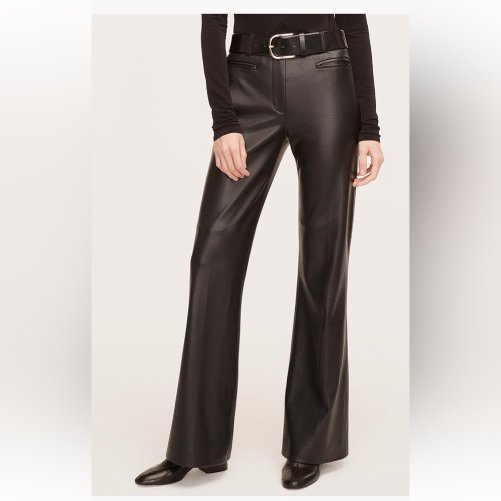 Rebecca Taylor leather Sleek Black Flare Pants